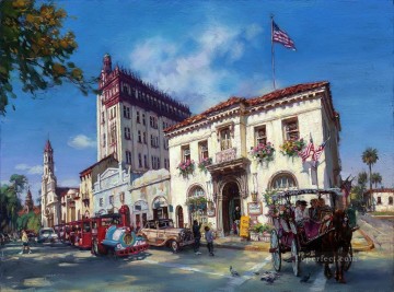 Cityscape Painting - life in saint augustine FI cityscape modern city scenes